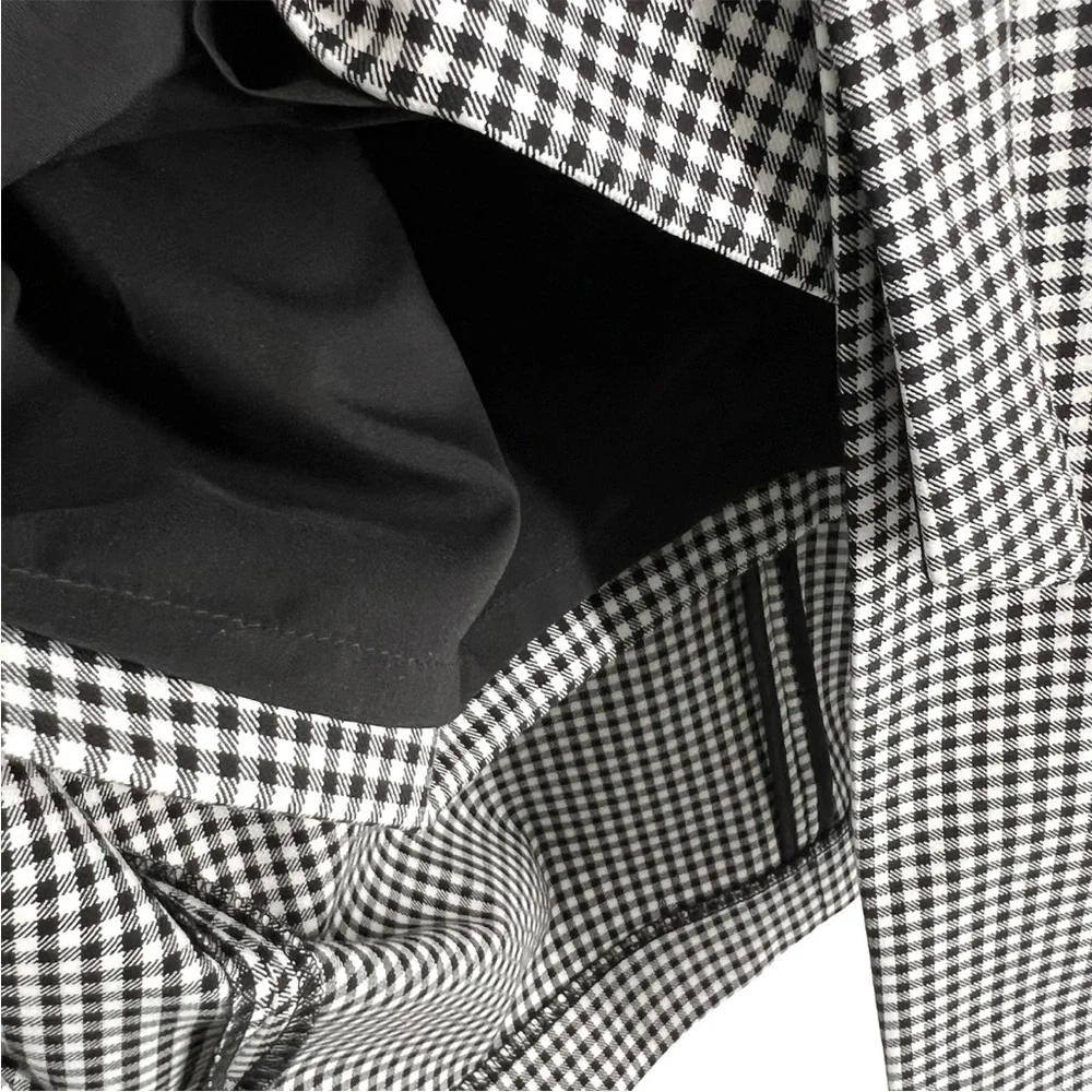 WHBM Pencil Skirt Womens Size 2 Black Gingham Check Print Paperbag Waist